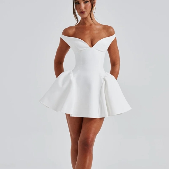 babyboo Dresses & Skirts - BabyBoo Chic Off-Shoulder White Mini Dress NWT!